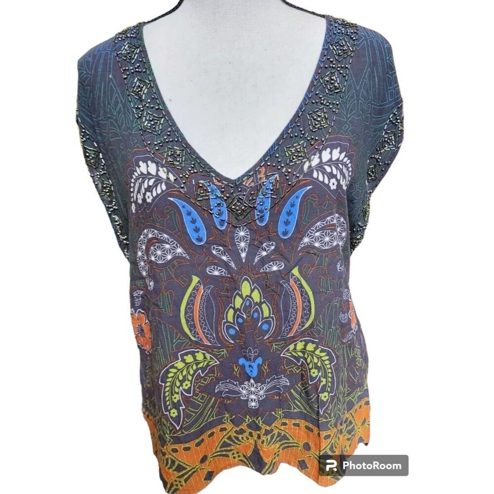 Flying Tomato Vintage Shirt Embellished Size Large Boho